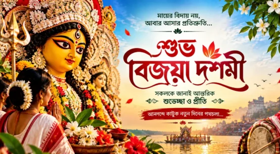 শুভ বিজয়া দশমীর শুভেচ্ছা বাংলা লেখা সহ মা দুর্গার প্রতিমার ছবি